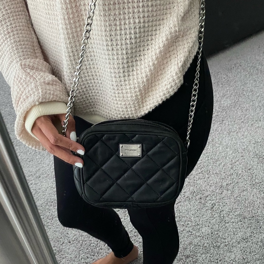 SOLD Michael Kors Black Crossbody Bag with Silver